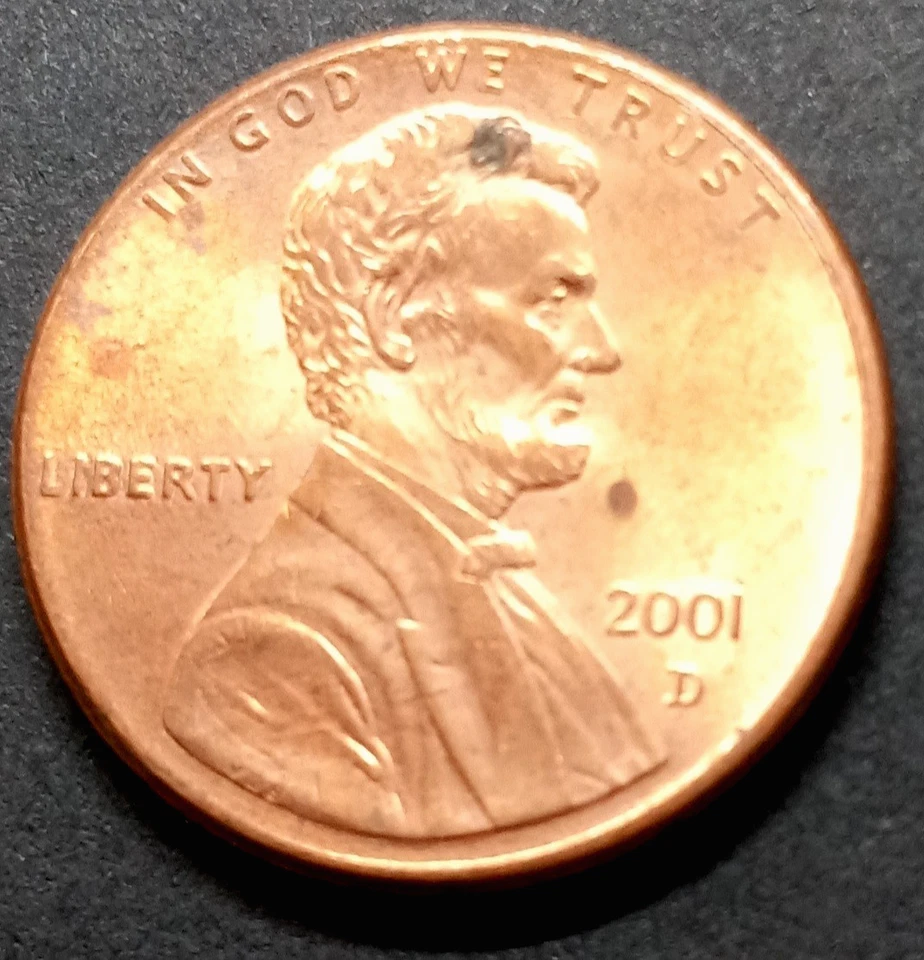 2001 D Lincoln Penny Doubling on LIBERTY ,Date&column, 2.5 g Close AM ,RD - Image 2 of 4