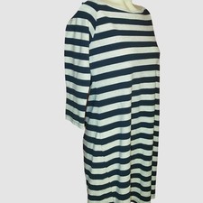 Old Navy Midi Dress Navy Blue White Striped Quarter Sleeve T-shirt Shift Tunic 