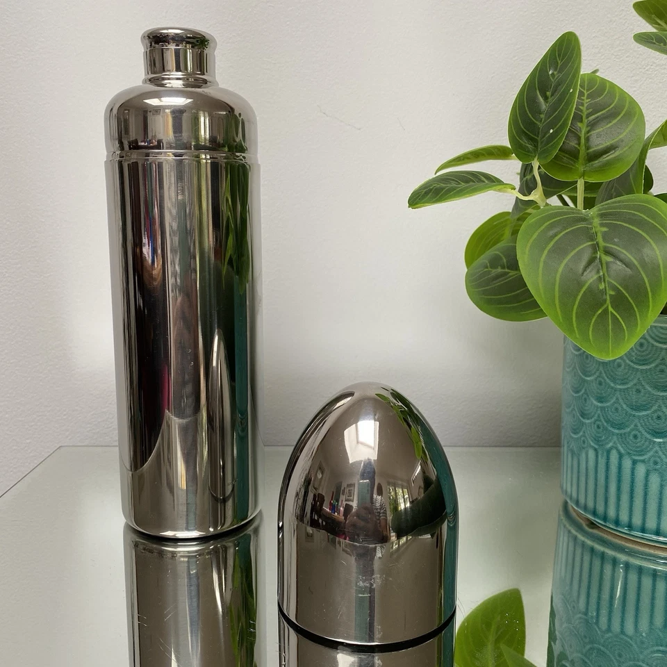 Coctelera Bala Cromo Acero Inoxidable Art Deco Metrokane Bar Navidad Foto 2 de 4