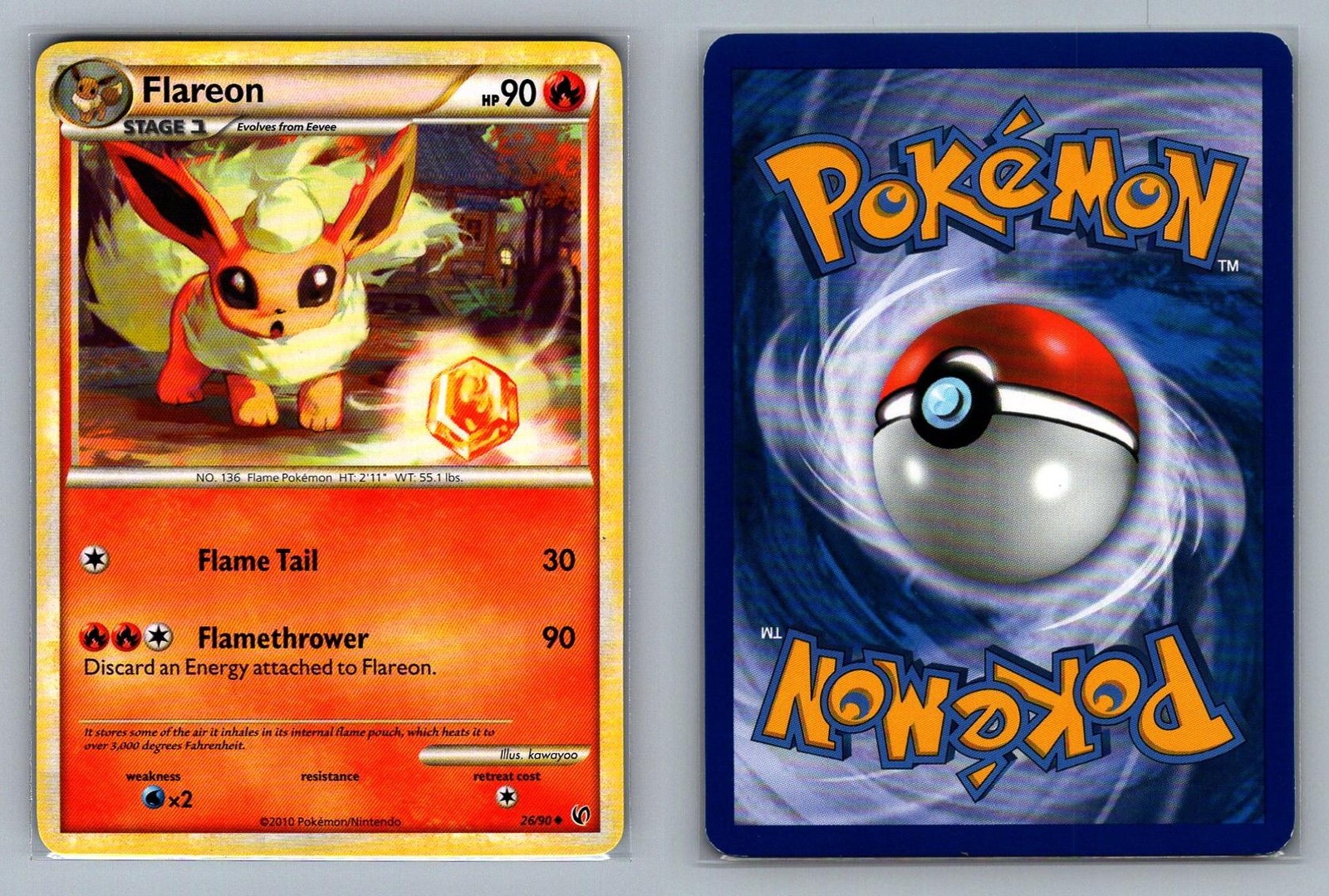 Flareon #26/90 HGSS Undaunted Vintage Pokemon Card - NM