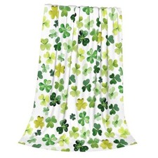 St. Patrick's Day Throw Blanket, Soft Blanket, 50"x40" Watercolor Shamrock