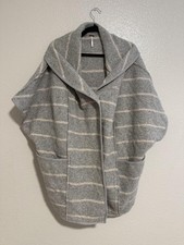 Free People Gray Striped Wool Blanket Coat | Small