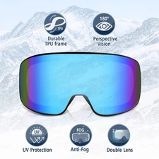 OTG Over Glasses Ski Goggles,Snow Snowboard Goggles,Anti-fog 100% UV Protection