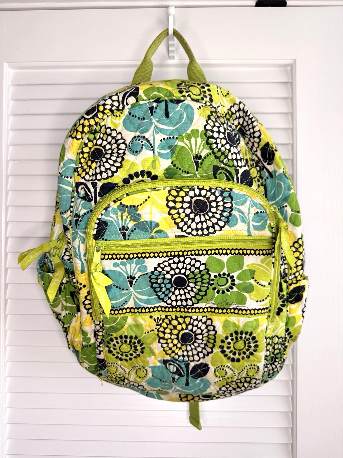 Vera Bradley Retired Floral Quilted Backpack – Green/Blue