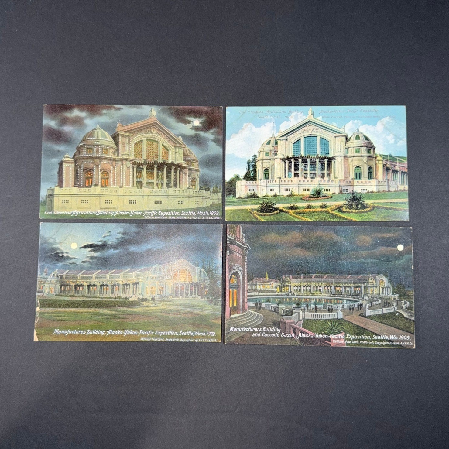 VTG Alaska-Yukon-Pacific Exposition Postcards 4pc Set Multi Good Seattle