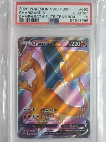 2020 Pokemon SWSH BSP #050 Charizard V Champion's Path Elite Trainer Box PSA 10