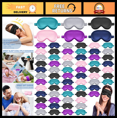 80 Pcs Soft Satin Sleep Masks - Adjustable Eye Covers for Travel, Spa, Naps, Mul
