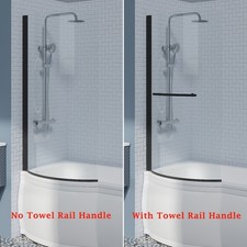 Curved P Shape Bath Shower Screen Pivot Reversible 6mm Toughened Glass Frameless