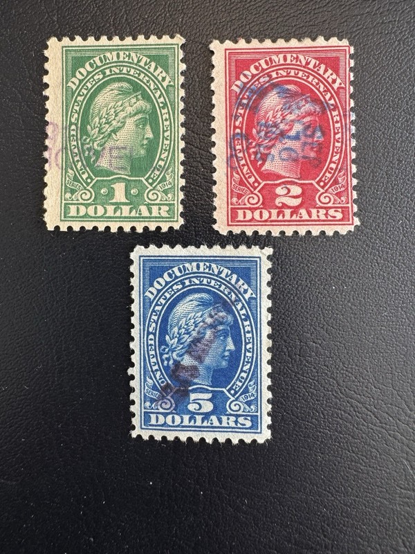 US Scott #R217, #R218, #R220 Revenue Stamps “Series 1914”-Used (See Description)