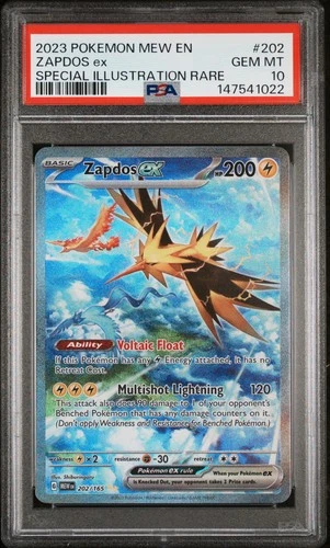 2023 POKEMON MEW EN-151 SPECIAL ILLUSTRATION RARE #202 ZAPDOS EX PSA 10