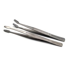 2Pcs Stamp Holding Tweezers, Straight  Angled Flat Wide Tips, Philately Forceps
