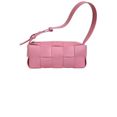 Bottega Veneta Brick Cassette Small Pink Leather Shoulder Bag