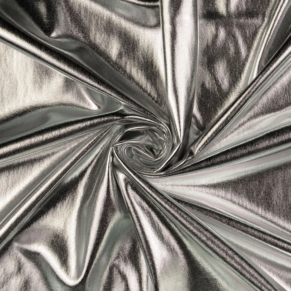 FOLIENJERSEY Jersey Stoff glitzernd elastisch extravagant SILBER EUR 11,98/m - Bild 1 von 1
