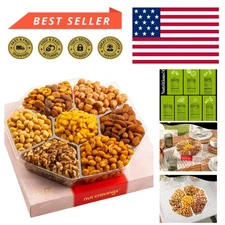 Elegant Holiday Nut Gift Basket - 7 Delicious Assortments, 1 LB Kosher Treats