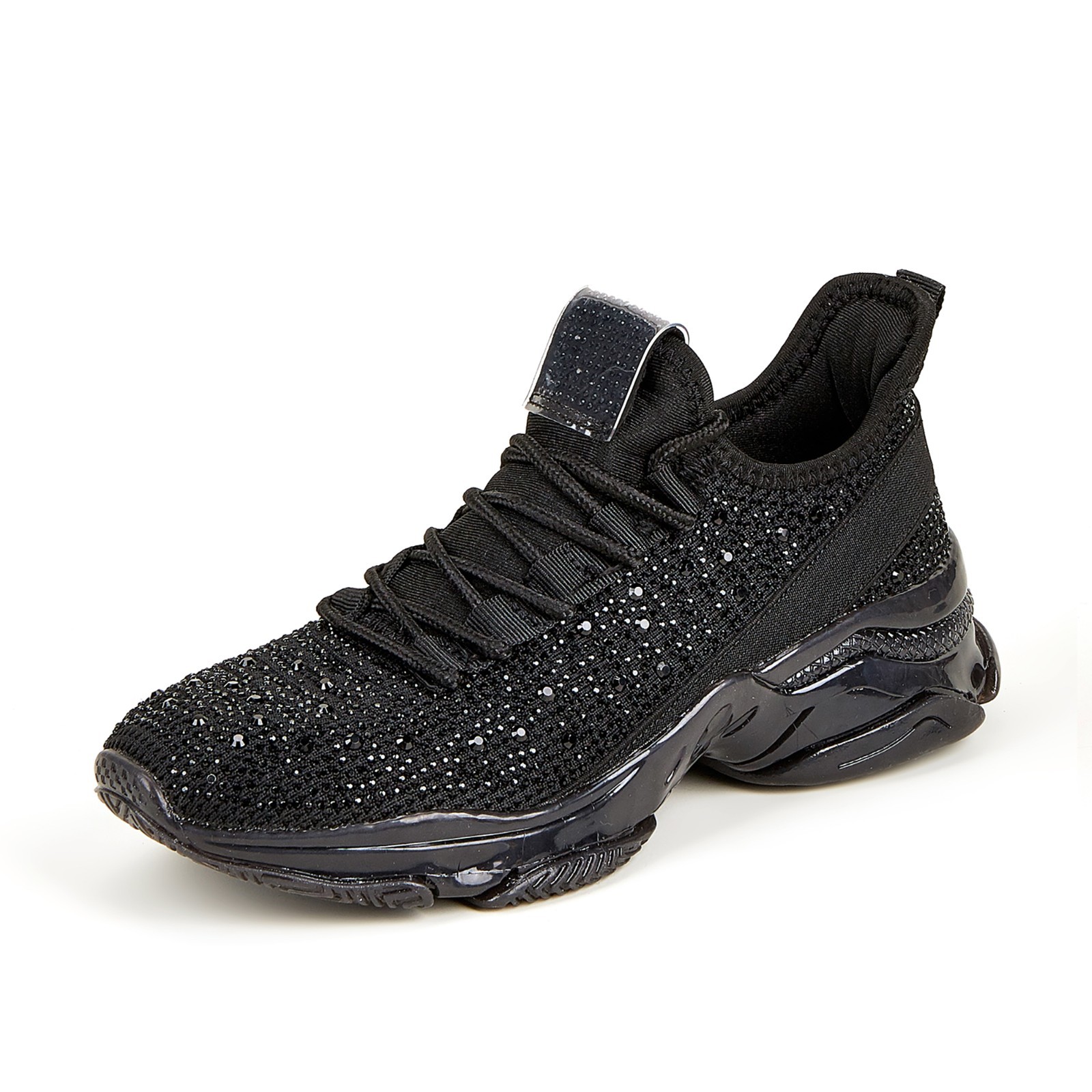 LUCKY STEP Women's Rhinestone Mesh Slip On Walking Shoes Fashion Glitter Sneaker