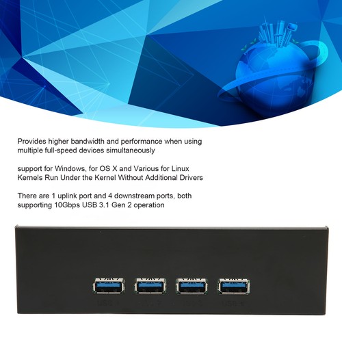 Usb 3.1 Front Panel Hub 5.25In 4 Usb3.1 Type A Ports Support Usb 3.1 Gen 2 AM - Afbeelding 3 van 23
