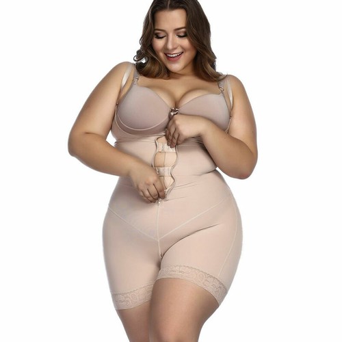 Women Full Body Shaper Zipper Bodysuit Waist Trainer Cincher Corset Plus Size - Picture 12 of 19