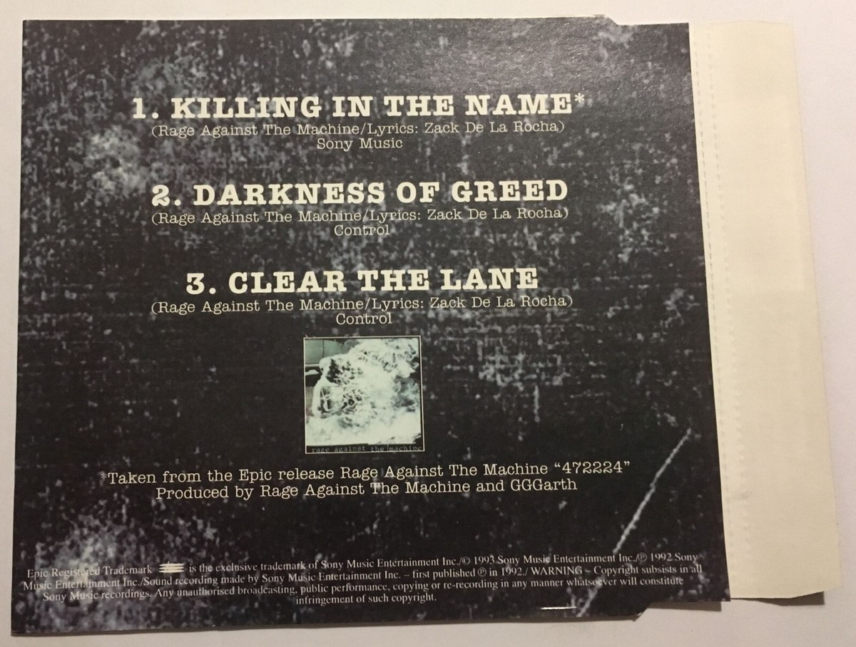 RAGE AGAINST THE MACHINE Killing In The Name CD EP 1993 oz