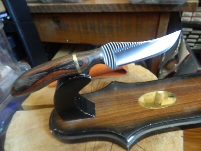 ANZA DK-402-DRESS KNIFE CURVED TOOTH COFFEE BRASS HANDLE POLISHED BLADE HI-CARON