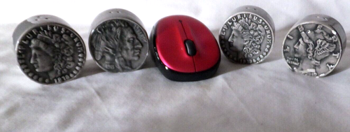 4 Salt & Pepper Shakers Ceramic 2 Sets Collector Coins Cracker Barrel Numismatic - Picture 8 of 15