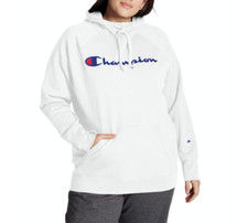 Champion Women's Plus Size Powerblend Logo Graphic Hoodie 1X-3X White NWT 55