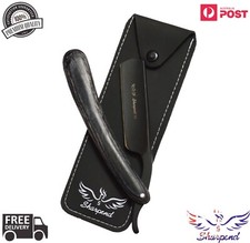 BARBER SALON SHAVING RAZOR BLADE RAZOR STAINLESS STEEL STRAIGHT EDGE WOOD HANDLE