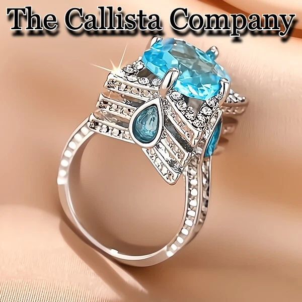 1.2K+Vendido CREADO EN LABORATORIO 3.87 CT CORTE COJÍN AZUL CIELO 3A+CZ S925 PLATA RG TALLA 6-9 ✓ Foto 2 de 4