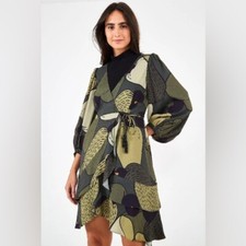 NWT Farm Rio Military Cashew Midi Dress small green black camo
