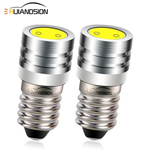 White/Warm White/Yellow E10 COB 2W LED Screwed Bulb Bicycle Lamp 3V/6V/12V - Picture 1 of 13