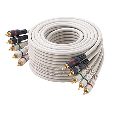 Eagle 3' FT 5 RCA Component Cable Male to Male Ivory Double Shielded Video Cable