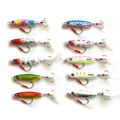 10Pcs Metal Jig Fishing Lures Jigging Sinking Metal Spoons Micro Spinner Baits