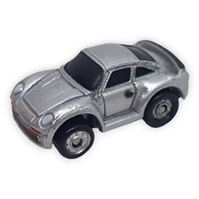 Micro Machines Porsche Argento 1989 Galoob Funrise Rarità Modello Mini Auto Car