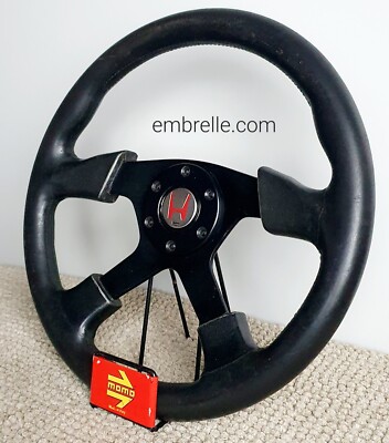 (172)ｍｏｍｏ MOMO Honda Access F 1 RARE Leather Steering Wheel EE9 EG6