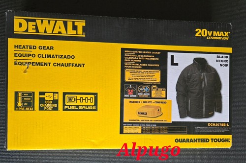 DEWALT DCHJ075B-L Quilted Heated Work Jacket ~LARGE~ NEW in BOX~ - Picture 4 of 5
