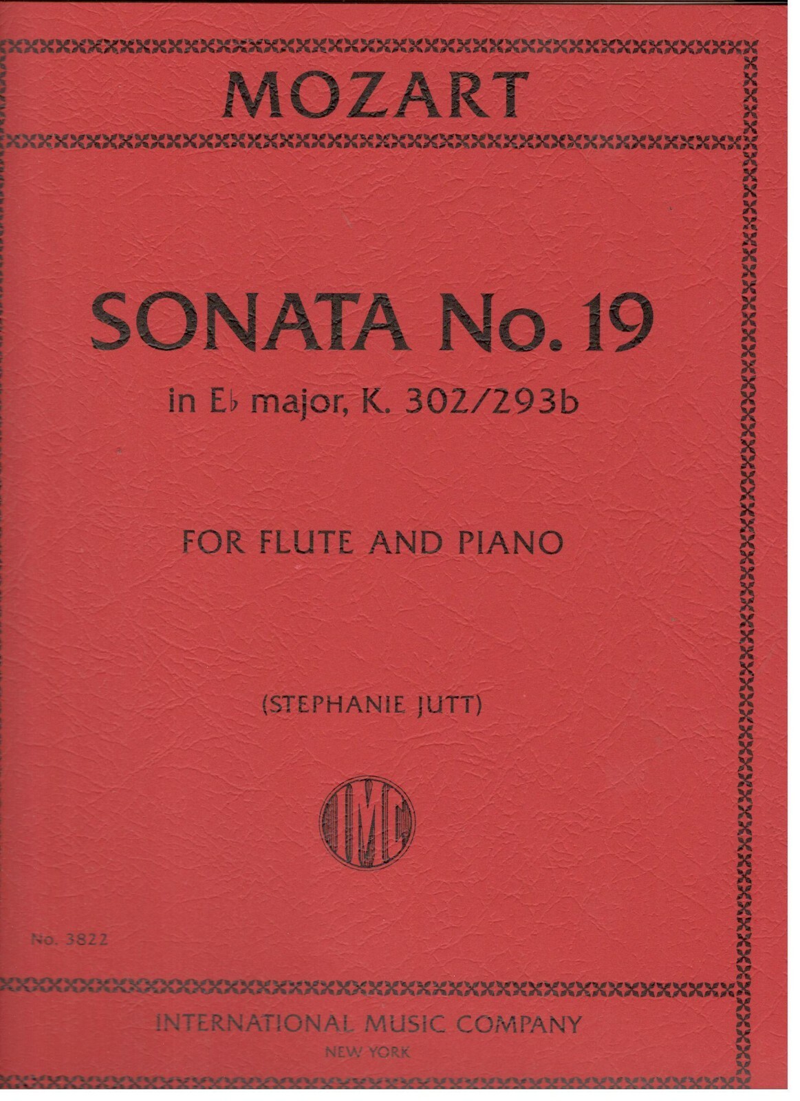 MOZART SONATA NO.19 FOR FLUTE AND PIANO INTERNATIONAL MUSIC BOOK
