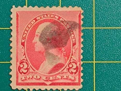US Stamp 1890, Washington 2c A61, 220c CAP on both "2", RARE - Picture 2 of 6