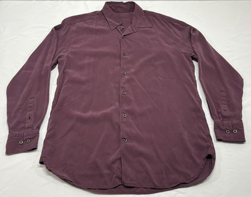 Tommy Bahama Shirt Men Medium Red Long Sleeve Button Up Silk Wool Blend