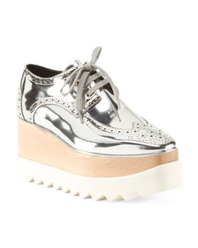 Silver platform oxfords clearance