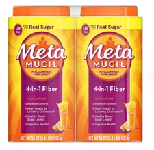 Metamucil Psyllium  Orange, 4 in 1 Fiber Supplement Powder,  55 oz (2 Pack)