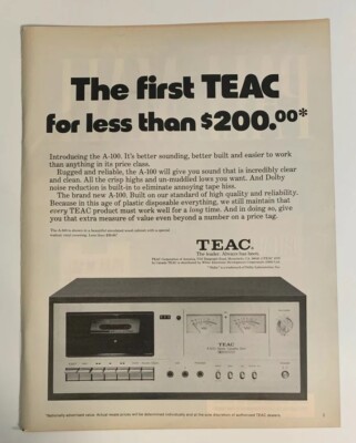 1976 TEAC A100 Cassette Deck Player Print Ad Original Vintage The Leader Always