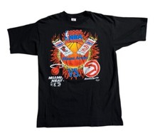 Vintage 1994 Miami Heat x Atlanta Hawks Playoffs T-shirt Size XL Black NBA RARE