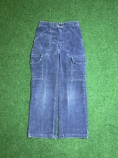 Vintage 70s 80s Corduroy Cargo Boys 6-8 21x22 Blue Retro Pants