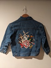 Vintage 90s Looney Tunes Embroidered Blue Youth Small Denim Jacket