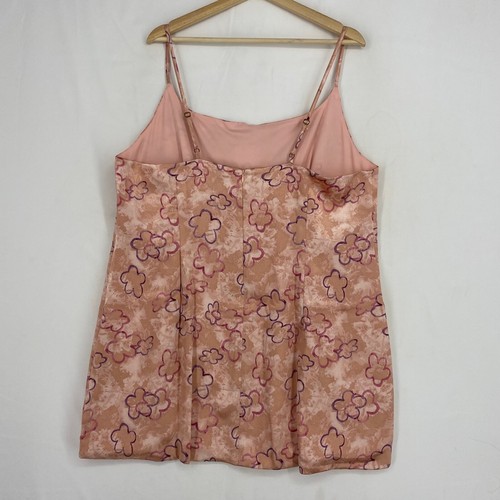 Wild Fable Juniors Size 1X Mini Slip Dress Pink Purple Floral Print Satin Notch - Picture 6 of 8