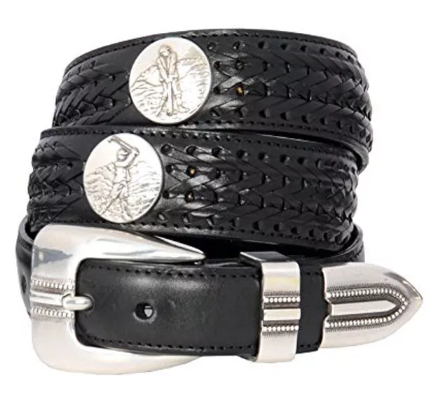 Mens golf top belts leather