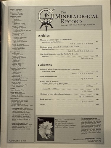 VG The Mineralogical Record Vol. 28, No. 2 March-April 1997 Mineral Repair - Picture 4 of 6