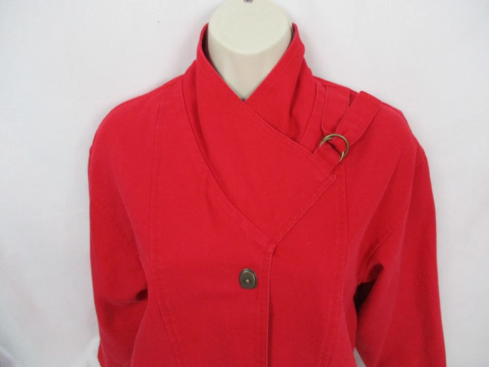 ВИНТАЖНЫЙ Eddie Bauer сарая Chore куртка женщин маленький красный джинсовой ткани Jean карманы Y2K 90-х - Изображение 4 из 4