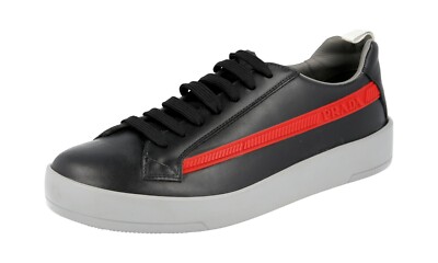 LUXURY PRADA SNEAKERS SHOES 4E3196 BLACK RED STRIPE NEW | eBay