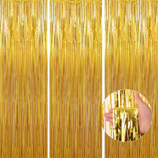 Birthday Party Decorations: 3 Pack 3.3 X 9.9 Ft Gold Foil Fringe Curtains Party