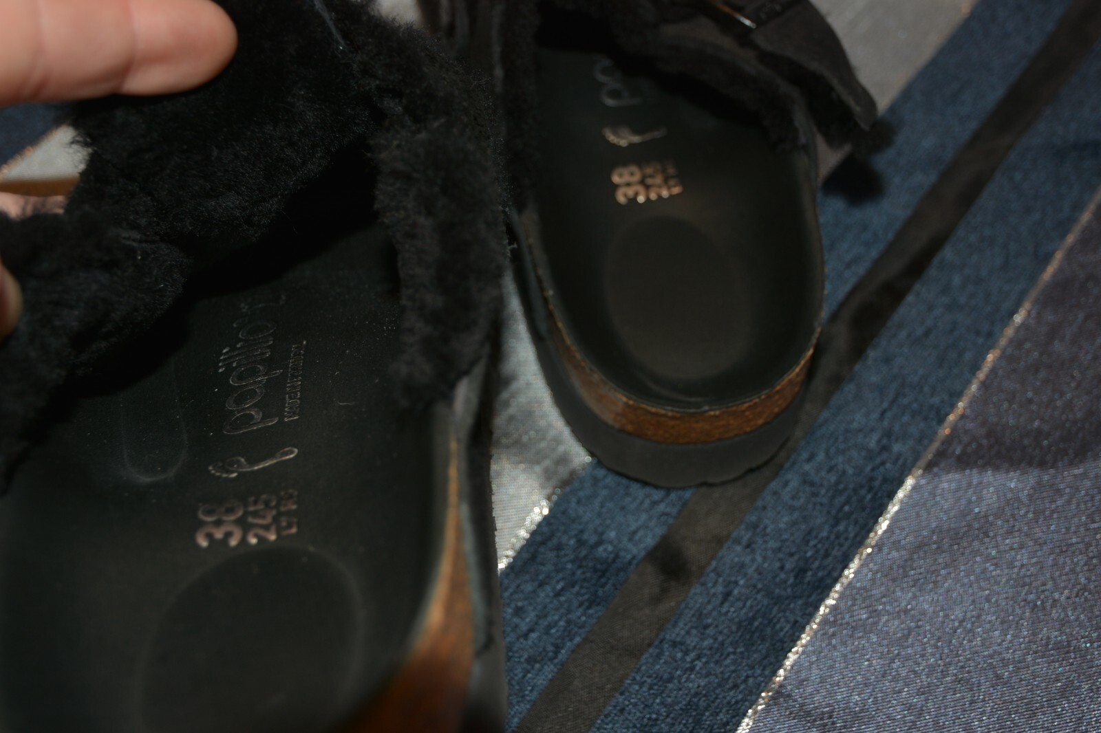 Birkenstock Papillio Boston Clog Sandals Lined Black Fuzzy Size 38 Sold Out! image 6